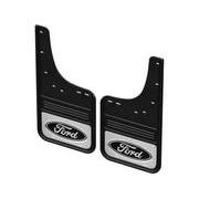 F-150 Lightning 2022-2024 Gatorback Rear Pair Splash Guards with Black Ford Oval on Chrome