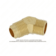 Elbow Fitting - Breather, 45 Degree, 3/8 Flared Tube, 3/8 NPTF, Brass, S60