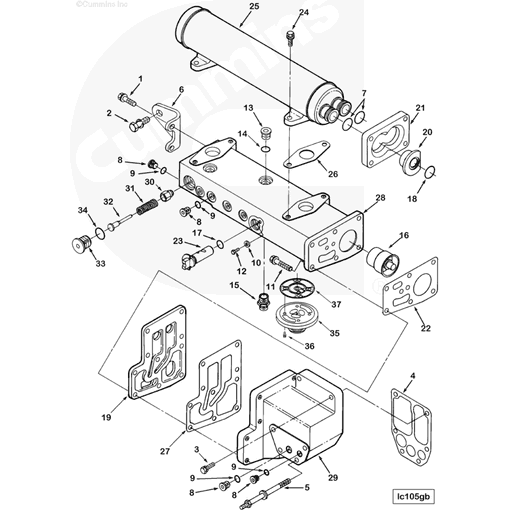 3087637 Cummins | Lubricating Oil top Level Assembly Cooler | Source ...