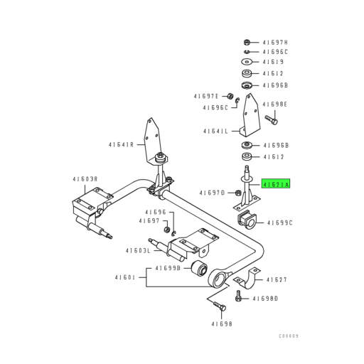 MC090333 Mitsubishi FUSO® Rear Suspension Stabilizer Rod Assembly