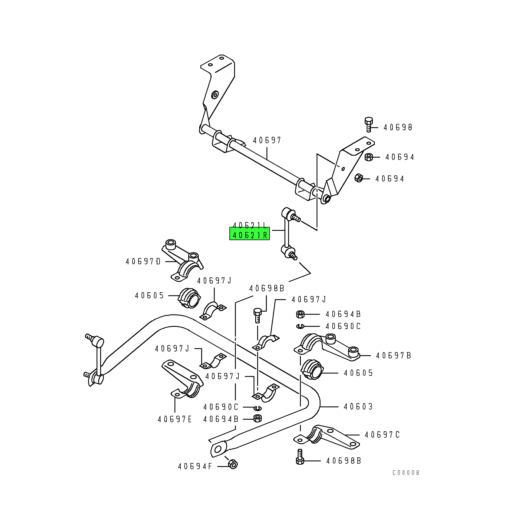 MK382985 | Mitsubishi FUSO® | Right Hand Front Suspension Stabilizer Link