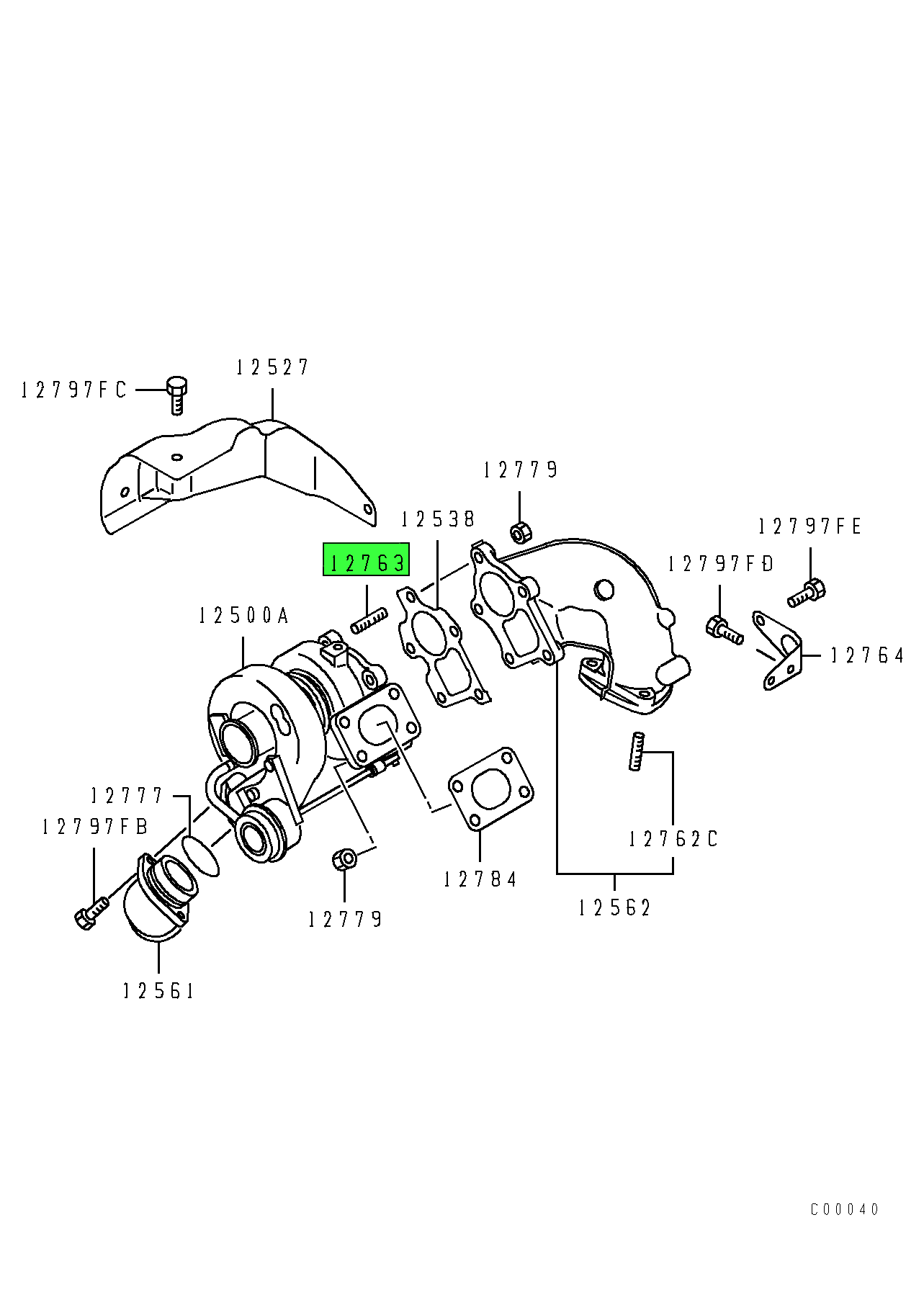 MH002331 Mitsubishi FUSO® Threaded Stud for Turbocharger