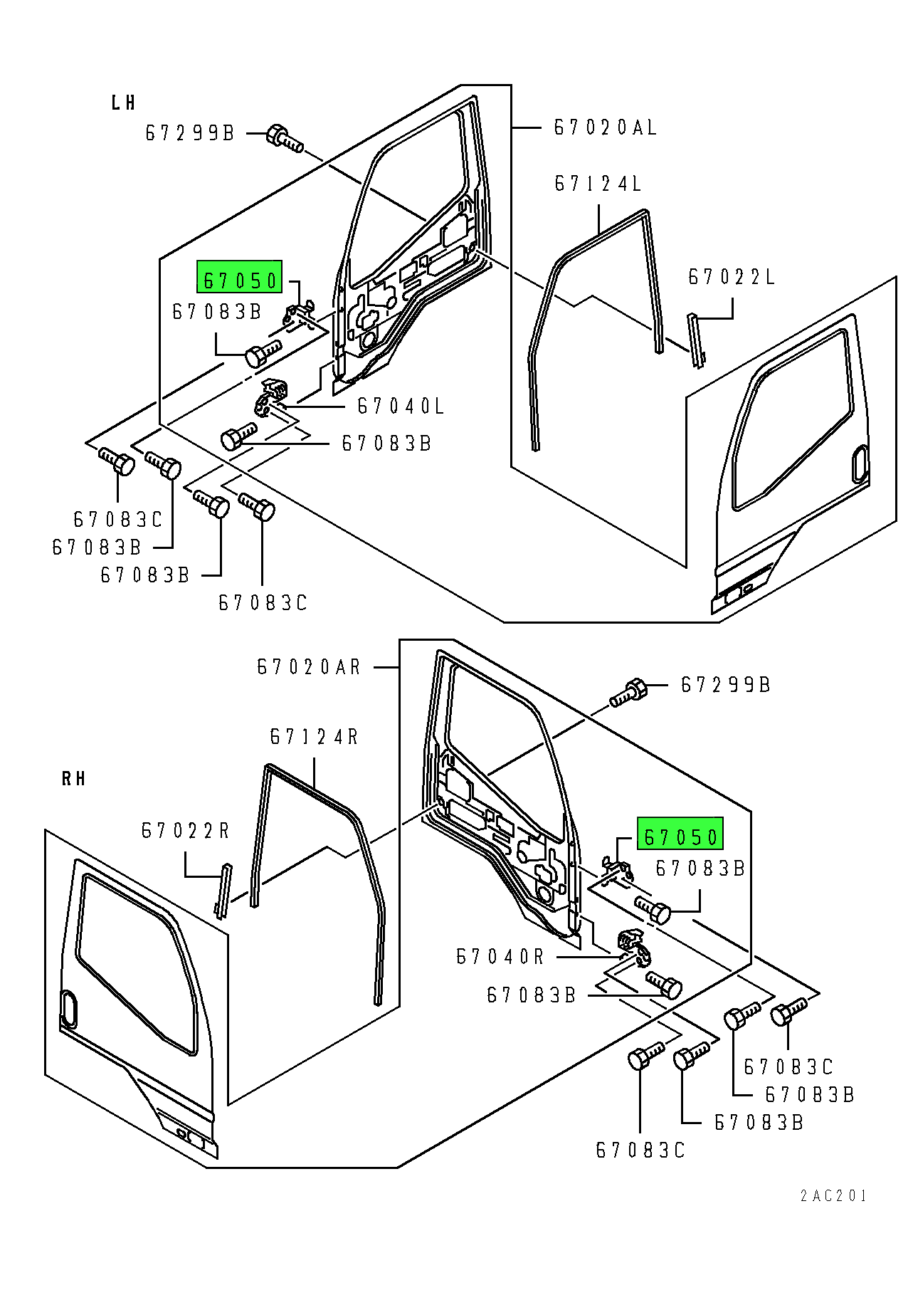 MC145724 | Genuine Mitsubishi FUSO® Upper Front Door Hinge