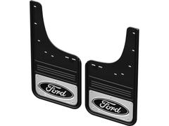 F-150 Lightning 2022-2024 Gatorback Rear Pair Splash Guards with Black Ford Oval on Chrome
