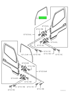 RUNCHANNEL,FR DOOR WINDOW GLASS,LH 1