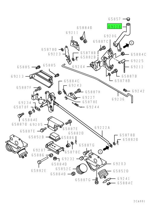 MC907588 | Genuine Mitsubishi FUSO® Cab Hold-Down Hook Control Lever