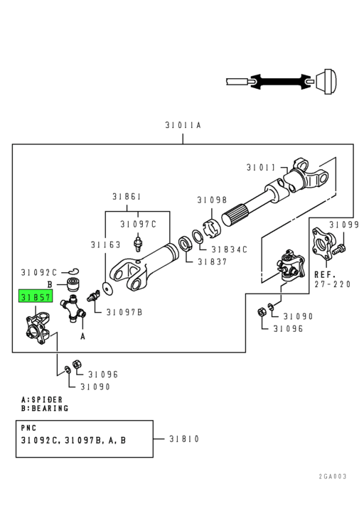 MC825612 Mitsubishi FUSO | Flange for the Front Propeller Shaft